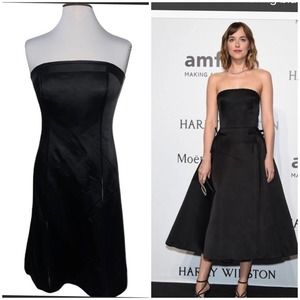 Ann Taylor Staples Dress Black Satin 2 Black tie Cocktail Classic LBD